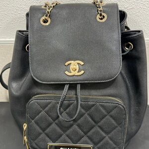 Chanel Affinity Caviar Quilted Black Backpack with Gold Accents